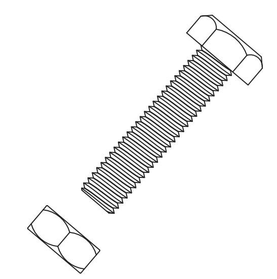 M8x45 HEX HD MC SCR + FULL NUT DIN 934
